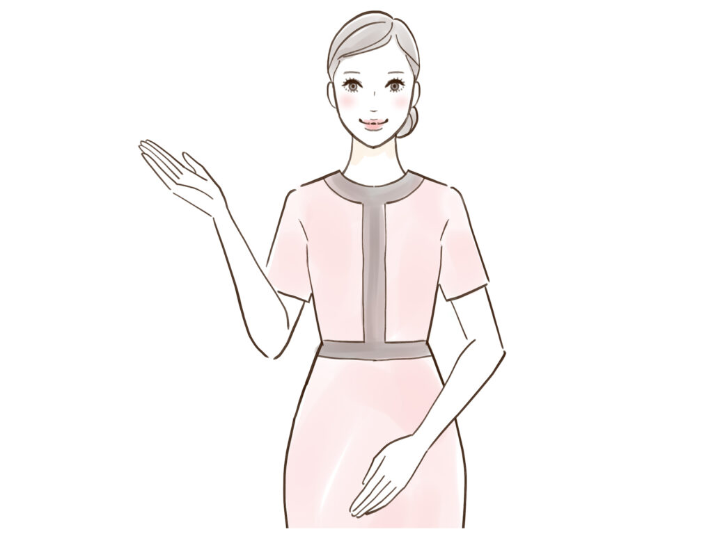 笑顔で案内するエステティシャンのイラスト