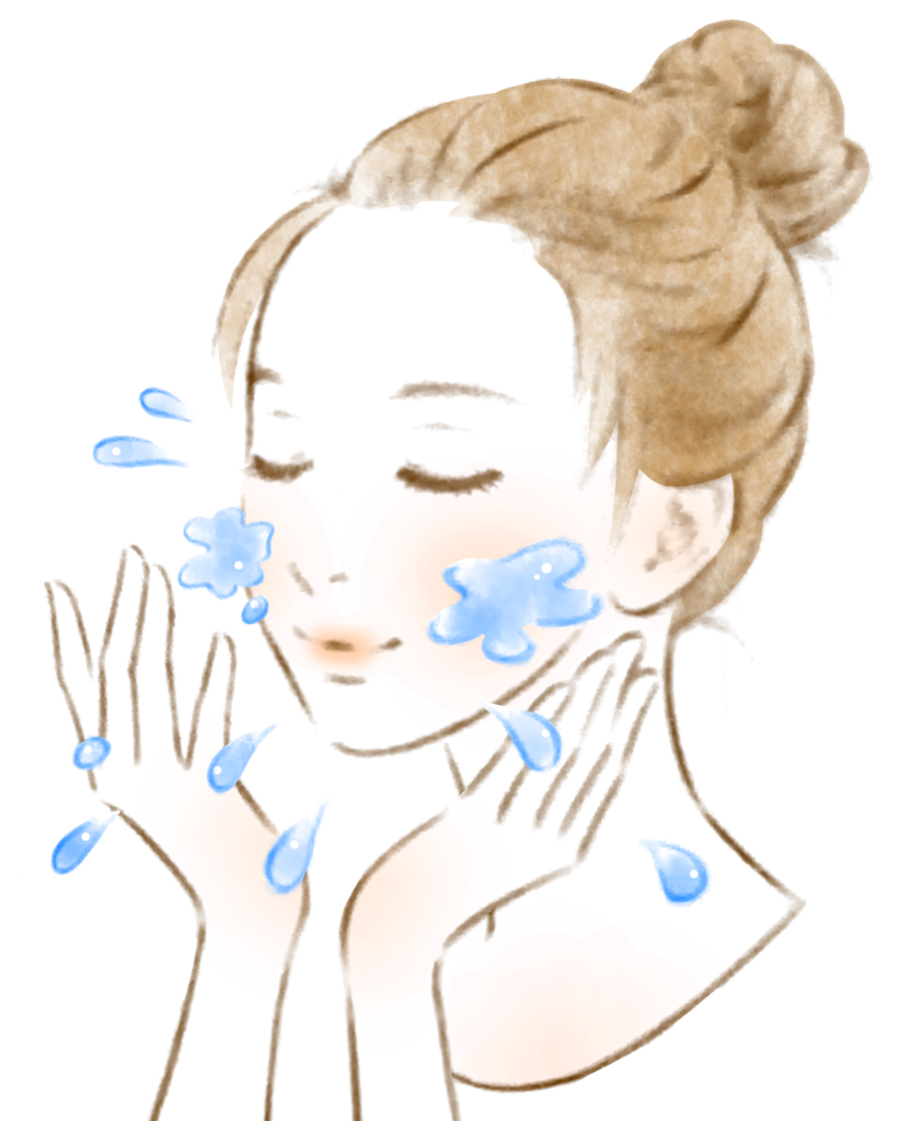 洗顔をする女性のイラスト